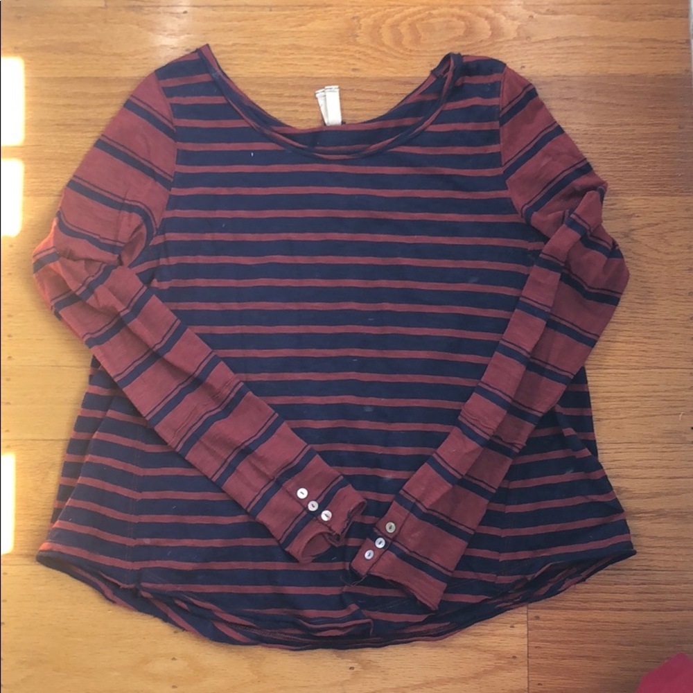 We the free orange and navy striped long sleeve